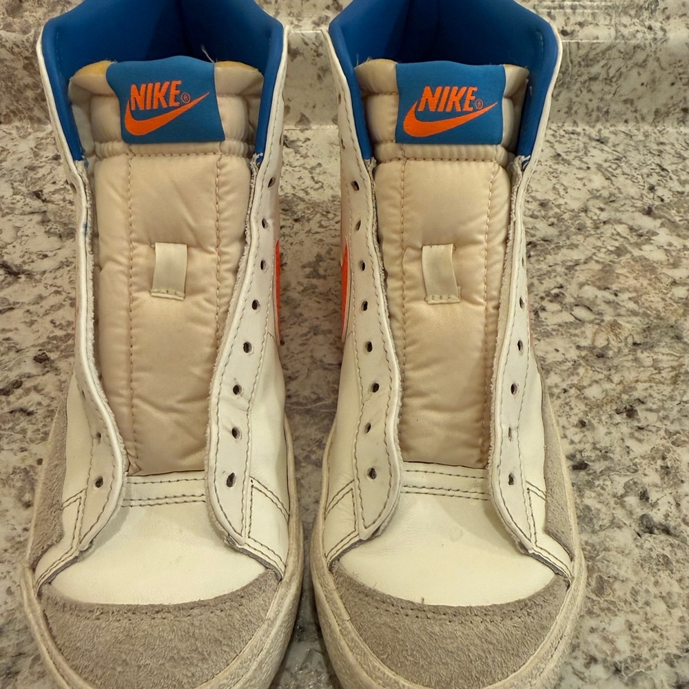 Nike WomensHigh-Top Sneakers - White, Orange, and Blue - Picture 4 of 5